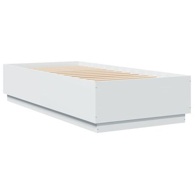 vidaXL Cadre de lit blanc 100x200 cm bois d'ingénierie