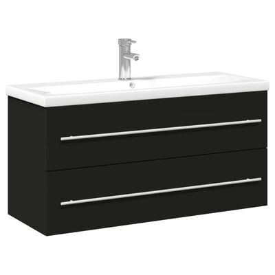 vidaXL Armoire lavabo de salle de bain avec bassin intégré noir