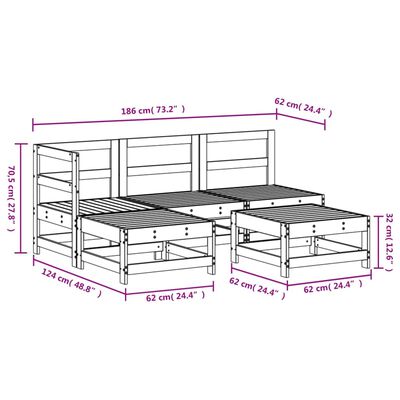 vidaXL Salon de jardin 5 pcs bois de pin imprégné