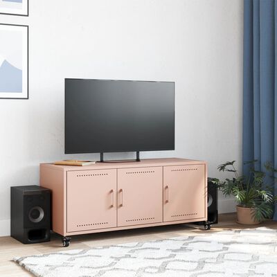 vidaXL Meuble TV rose 100,5x39x43,5 cm acier