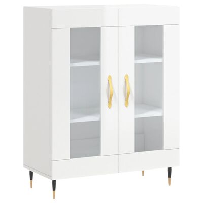 vidaXL Buffet haut Blanc brillant 69,5x34x180 cm Bois d'ingénierie