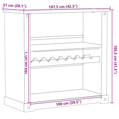 vidaXL Armoire à vin Corona 107,5x51x105,5 cm bois de pin massif