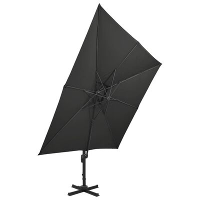 vidaXL Parasol de jardin en porte-à-faux avec double toit noir