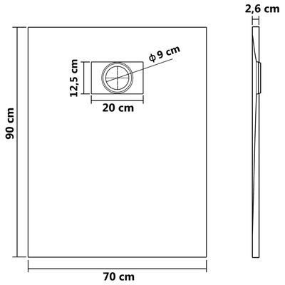 vidaXL Receveur de douche SMC Marron 90x70 cm