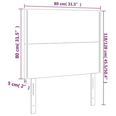 vidaXL Tête de lit à LED Gris clair 80x5x118/128 cm Velours