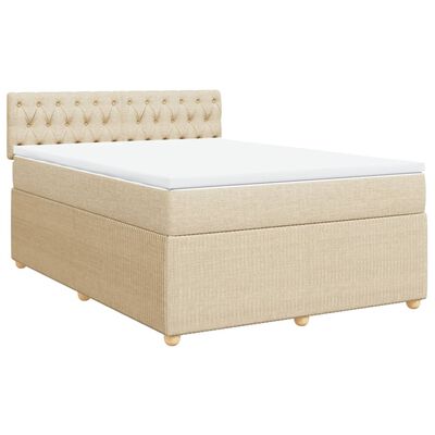 vidaXL Sommier à lattes de lit avec matelas Crème 140x190 cm Tissu