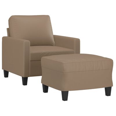 vidaXL Fauteuil avec repose-pied Cappuccino 60 cm Similicuir