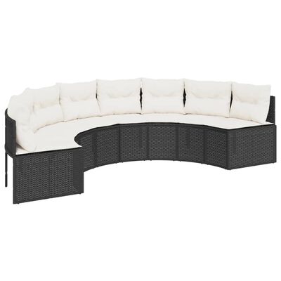 vidaXL Salon de jardin 3 pcs demi-rond noir résine tressée