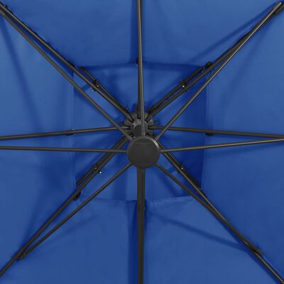 vidaXL Parasol de jardin en porte-à-faux avec double toit bleu azur