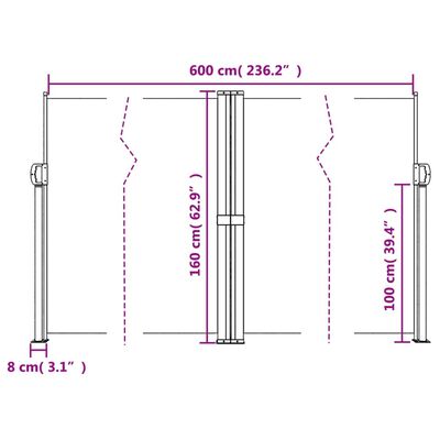 vidaXL Auvent latéral rétractable bleu 160x600 cm