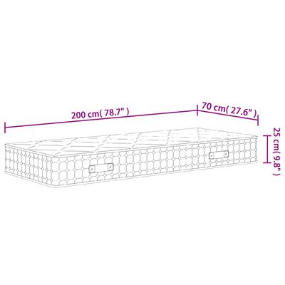 vidaXL Matelas à ressorts ensachés dureté moyenne 70x200 cm