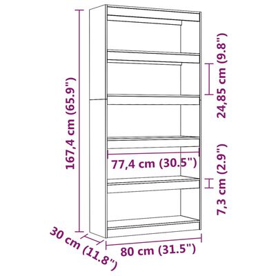 vidaXL Bibliothèque/Séparateur de pièce 80x30x167,4 cm pin massif