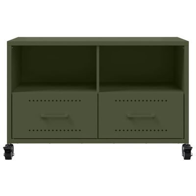 vidaXL Meuble TV vert olive 68x39x43,5 cm acier