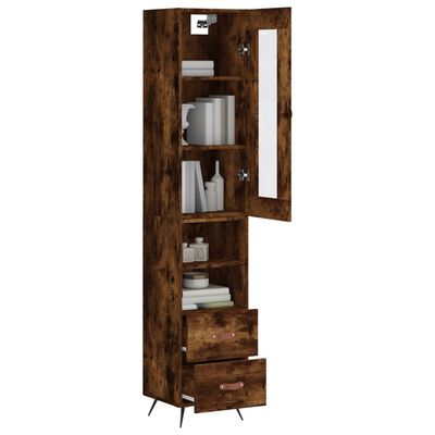 vidaXL Buffet haut Chêne fumé 34,5x34x180 cm Bois d'ingénierie