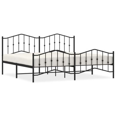 vidaXL Cadre de lit métal sans matelas avec pied de lit noir 193x203cm