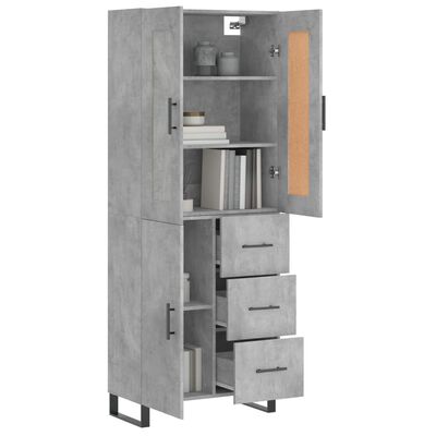 vidaXL Buffet haut Gris béton 69,5x34x180 cm Bois d'ingénierie