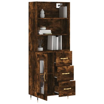 vidaXL Buffet haut Chêne fumé 69,5x34x180 cm Bois d'ingénierie