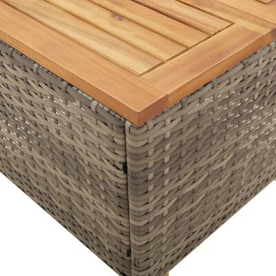 vidaXL Table de jardin gris 45x45x37 cm résine tressée et bois acacia