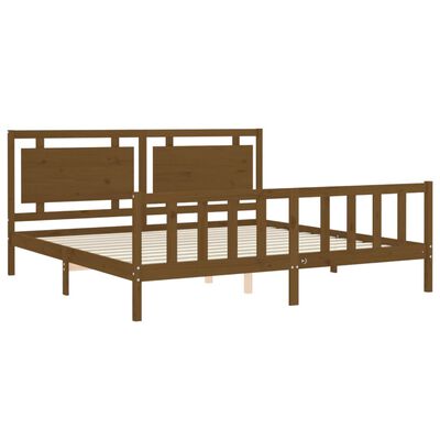 vidaXL Cadre de lit avec tête de lit marron miel 200x200cm bois massif