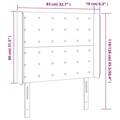 vidaXL Tête de lit à LED Marron foncé 83x16x118/128 cm Tissu