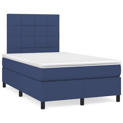 vidaXL Sommier à lattes de lit avec matelas bleu 120x190 cm tissu