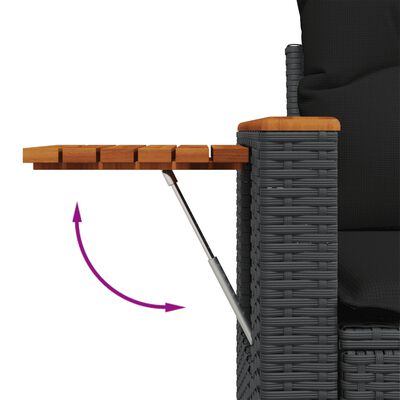 vidaXL Salon de jardin 6 pcs avec coussins noir résine tressée