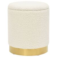 vidaXL Tabouret de rangement rond Blanc Molleton