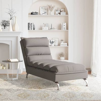 vidaXL Chaise longue avec coussins taupe tissu