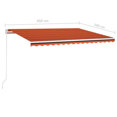 vidaXL Auvent manuel rétractable avec LED 450x350 cm Orange et marron