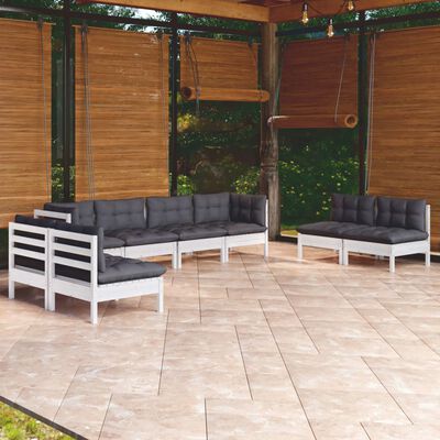 vidaXL Salon de jardin 8 pcs avec coussins bois de pin massif