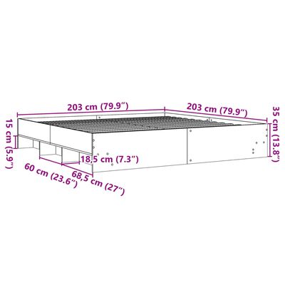 vidaXL Cadre de lit sans matelas chêne sonoma 200x200 cm