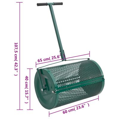 vidaXL Épandeur de compost vert Ø40x60 cm acier