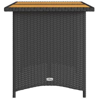 vidaXL Table de jardin et dessus en bois noir 110x68x70 cm poly rotin