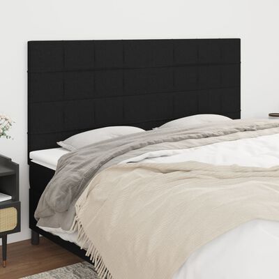 vidaXL Têtes de lit 4 pcs Noir 80x5x78/88 cm Tissu