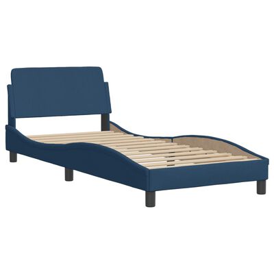 vidaXL Lit avec matelas bleu 90x190 cm tissu