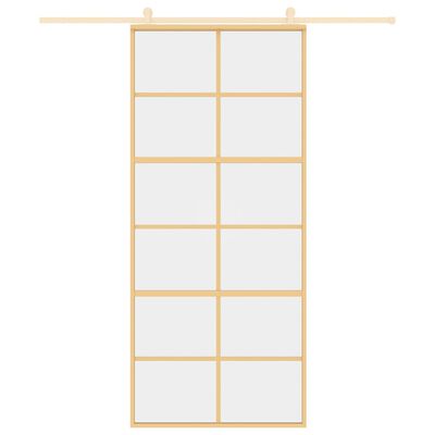 vidaXL Porte coulissante doré 90x205 cm verre ESG clair et aluminium