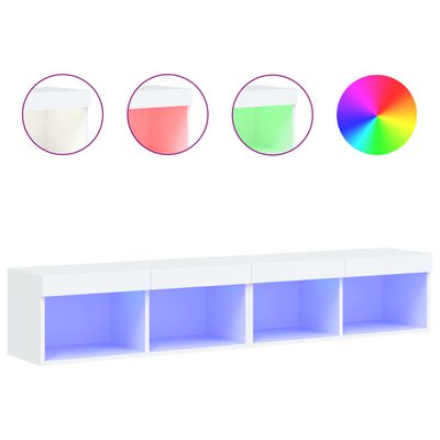 vidaXL Meubles TV avec lumières LED 2 pcs blanc 80x30x30 cm