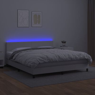 vidaXL Sommier à lattes de lit avec matelas et LED Blanc 180x200 cm