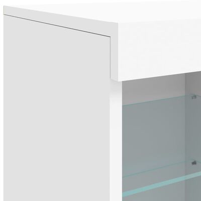 vidaXL Buffet avec lumières LED blanc 202x37x67 cm