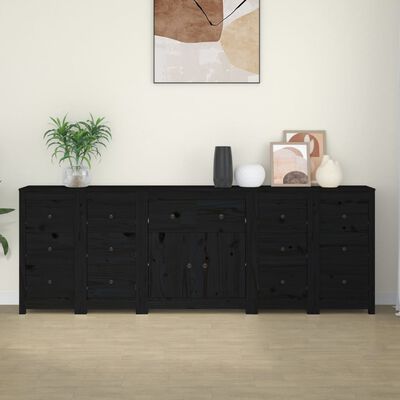 vidaXL Buffet Noir 230x35x80 cm Bois massif de pin