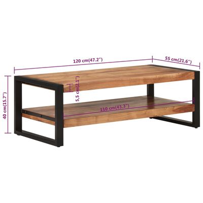 vidaXL Table basse 120x55x40 cm bois massif d'acacia