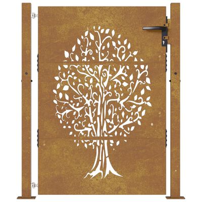 vidaXL Portail de jardin 105x155 cm acier corten conception de l'arbre