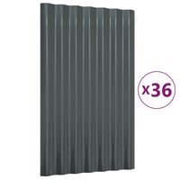 vidaXL Panneaux de toit 36 pcs Acier enduit poudre Anthracite 60x36 cm