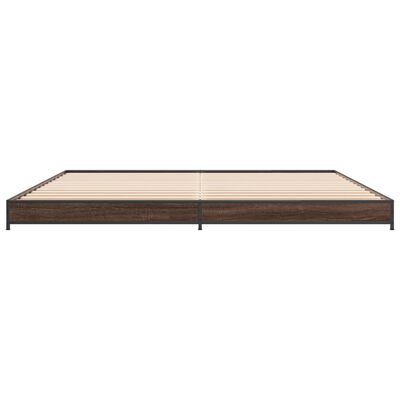 vidaXL Cadre de lit chêne marron 160x200 cm bois d'ingénierie et métal