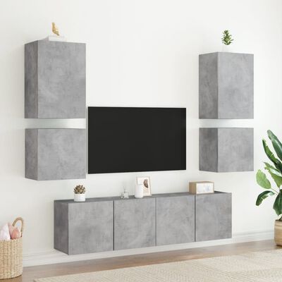 vidaXL Meuble TV mural gris béton 40,5x30x40 cm bois d'ingénierie