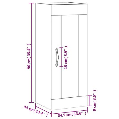 vidaXL Armoire murale blanc brillant 34,5x34x90 cm bois d'ingénierie