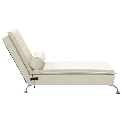 vidaXL Chaise longue de massage avec traversin crème velours