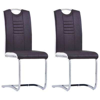 vidaXL Chaises à manger cantilever lot de 2 marron similicuir