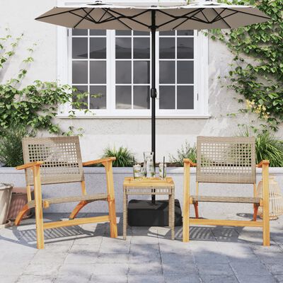 vidaXL Chaises de jardin lot de 2 beige résine tressée bois d’acacia