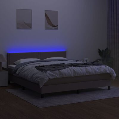 vidaXL Sommier à lattes de lit avec matelas LED Taupe 180x200 cm Tissu